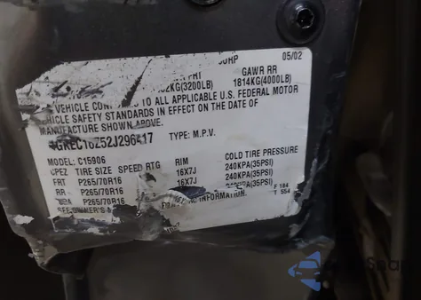 2002 GMC Yukon Xl 1500 Slt from USA, damaged, VIN 1GKEC16Z52J296417